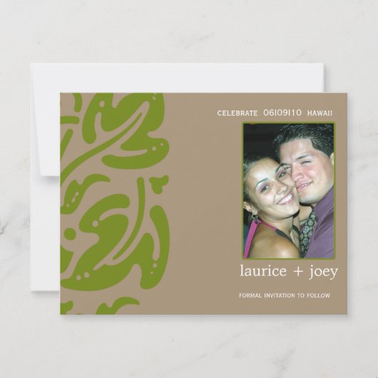 Hawaiin -Save the date -Groen Save The Date (Voorkant)