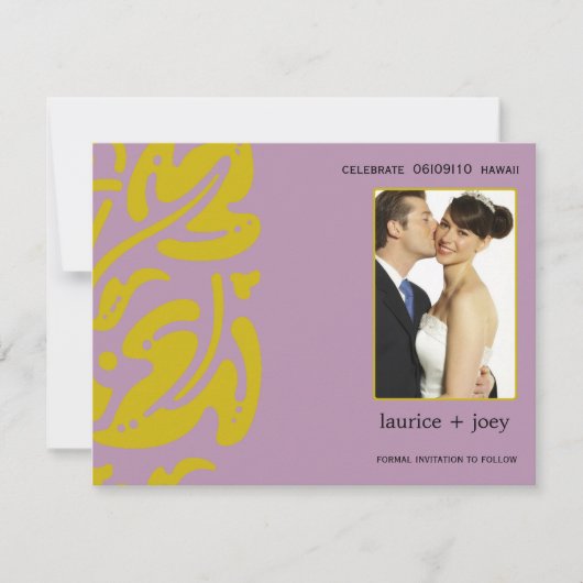 Hawaiin -Save the date -paarse Save The Date (Voorkant)