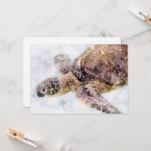 Hawaiitisch Zee Turtle Realistische Waterverf Kaart (Voorkant / Achterkant in situ)