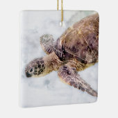 Hawaiitisch Zee Turtle Realistische Waterverf Keramisch Ornament (Rechts)