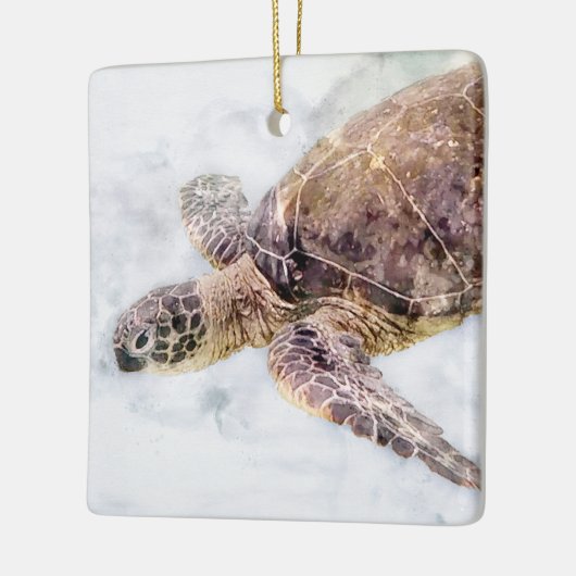 Hawaiitisch Zee Turtle Realistische Waterverf Keramisch Ornament (Links)
