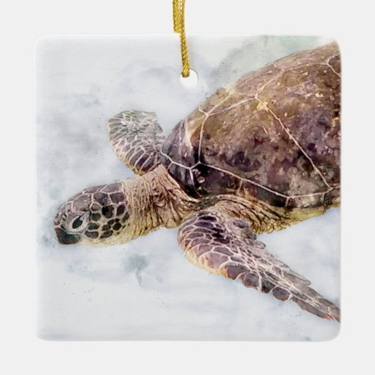 Hawaiitisch Zee Turtle Realistische Waterverf Keramisch Ornament (Voorkant)