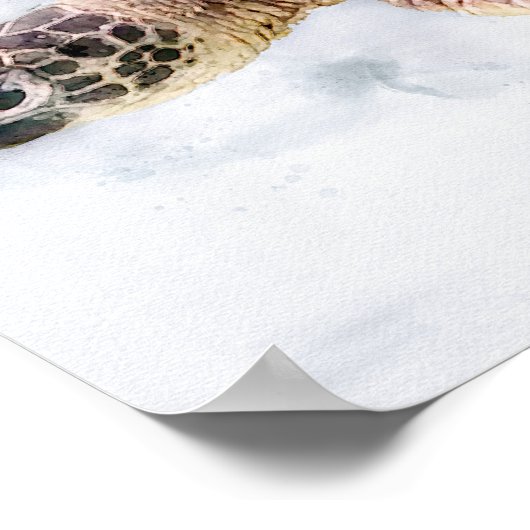 Hawaiitisch Zee Turtle Realistische Waterverf Poster (Hoek)