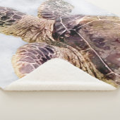 Hawaiitisch Zee Turtle Realistische Waterverf Sherpa Deken (3/4)