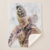 Hawaiitisch Zee Turtle Realistische Waterverf Sherpa Deken (Voorkant)