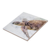 Hawaiitisch Zee Turtle Realistische Waterverf Tegeltje (Zijkant)