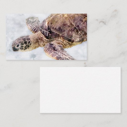 Hawaiitisch Zee Turtle Realistische Waterverf Visitekaartje (Voorkant / Achterkant)