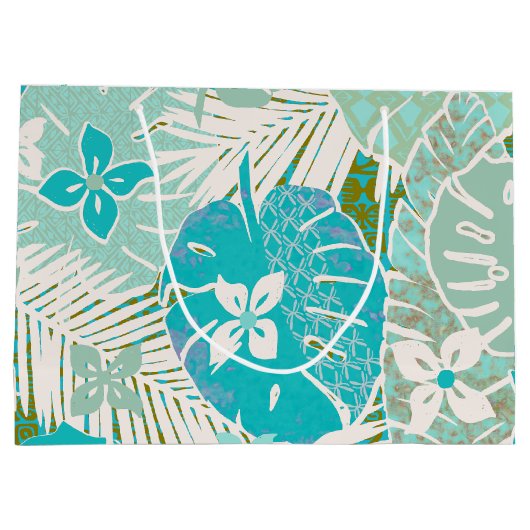 Hawaiitische afdruk groot cadeauzakje (Achterkant)