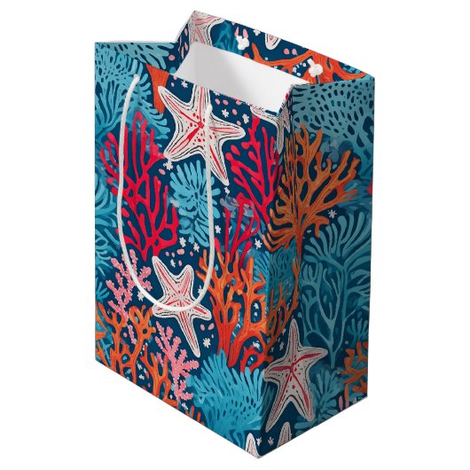 Hawaiitische afdruk medium cadeauzakje (Achterkant Gekanteld)