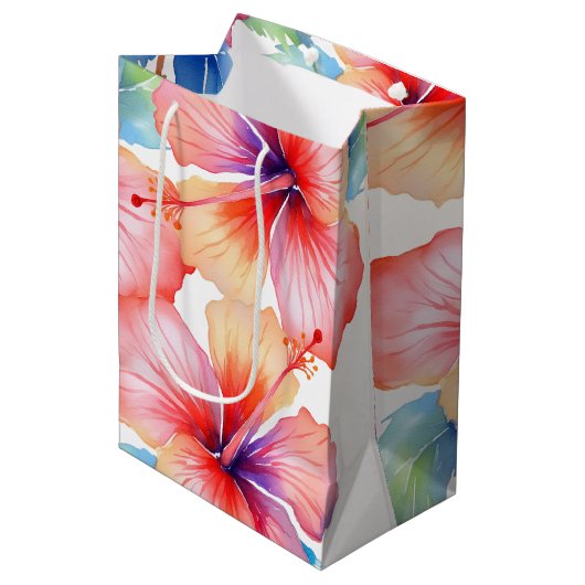 Hawaiitische afdruk medium cadeauzakje (Voorkant Gekanteld)