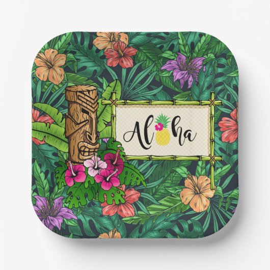 Hawaiitische partij papieren bordje (Voorkant)