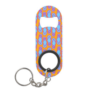 Hawaiitische Teenslippers in blauw en Oranje Sleutelhanger Flessenopener
