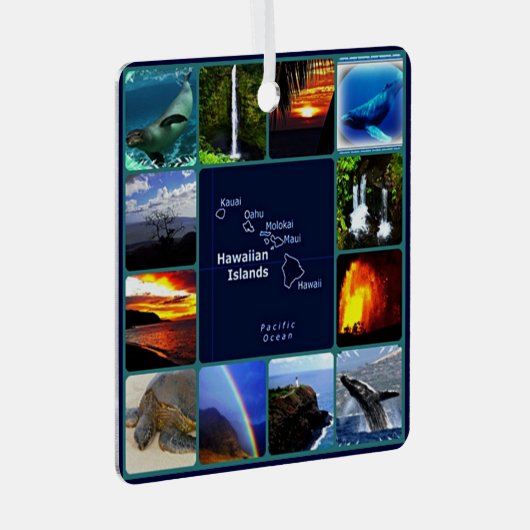 Hawaiitische tropische regenbogen en zonsondergang metalen ornament (Voorkant Rechts)