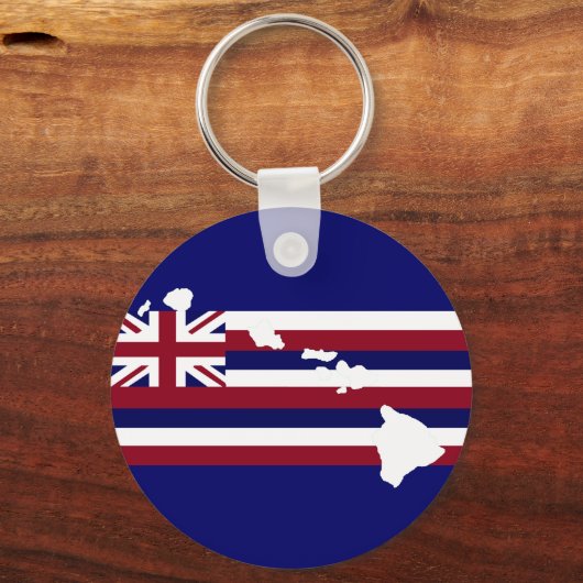 Hawaiitische vlag op eilanden sleutelhanger (Voorkant)