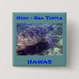 Hawaiitische zeeen schildpadden vierkante button 5,1 cm