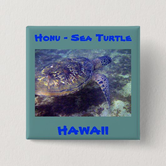 Hawaiitische zeeen schildpadden vierkante button 5,1 cm (Voorkant)