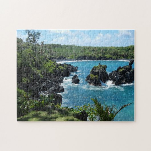 Hawaï's zwarte zandstrand legpuzzel (Horizontaal)