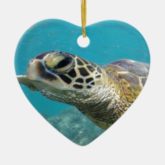 Hawaise Groene Zeeschildpad Keramisch Ornament (Voorkant)