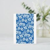 Hawiian Blue Flower Pattern Briefkaart (Staand voorkant)