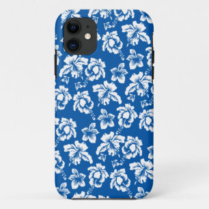 Hawiian Blue Flower Pattern iPhone 11 Hoesje