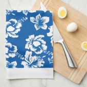 Hawiian Blue Flower Pattern Theedoek (Quarter Fold)