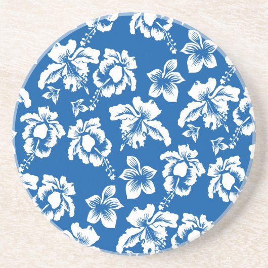 Hawiian Blue Flower Pattern Zandsteen Onderzetter (Voorkant)