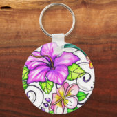 Hawiian Hibiscus Flowers Sleutelhanger (Voorkant)