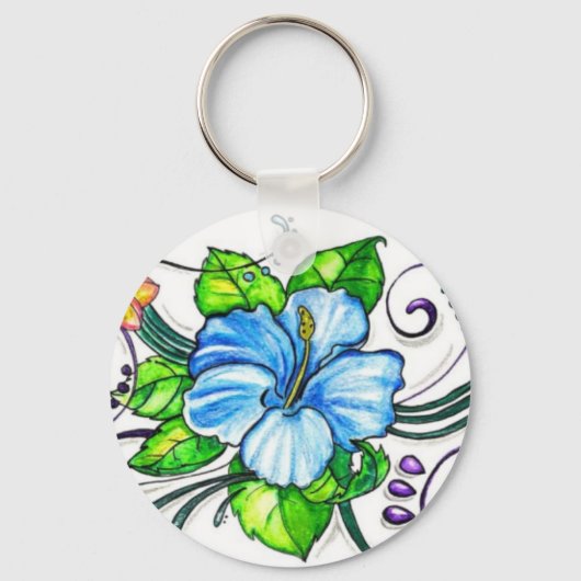 Hawiian Hibiscus Flowers Sleutelhanger (Voorkant)