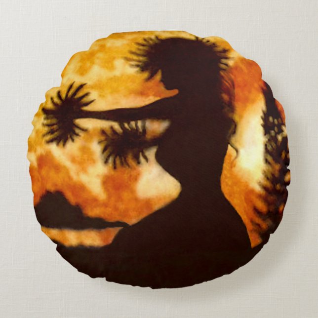 Hawiian Hula Dancer Rond Kussen (Voorkant)
