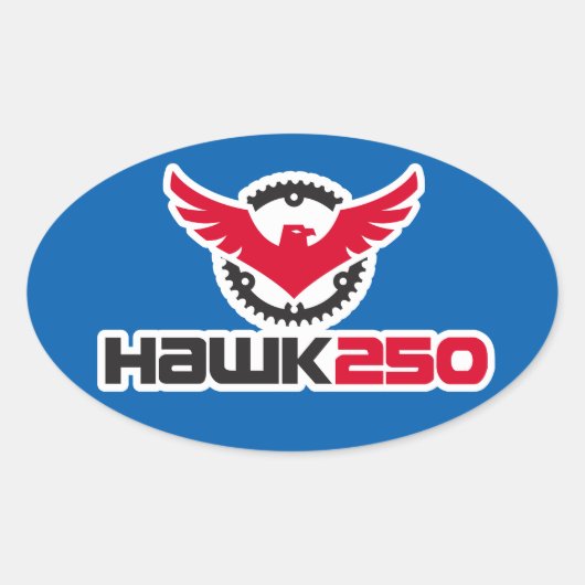 Hawk 250 Logo Blue Background Oval Sticker (Voorkant)