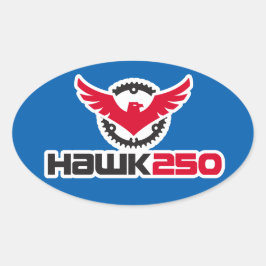 Hawk 250 Logo Blue Background Oval Sticker
