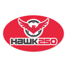 Hawk 250 Logo rode achtergrond ovale Sticker