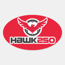 Hawk 250 Logo rode achtergrond ovale Sticker