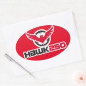 Hawk 250 Logo rode achtergrond ovale Sticker (Envelop)