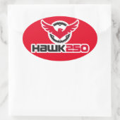 Hawk 250 Logo rode achtergrond ovale Sticker (Tas)