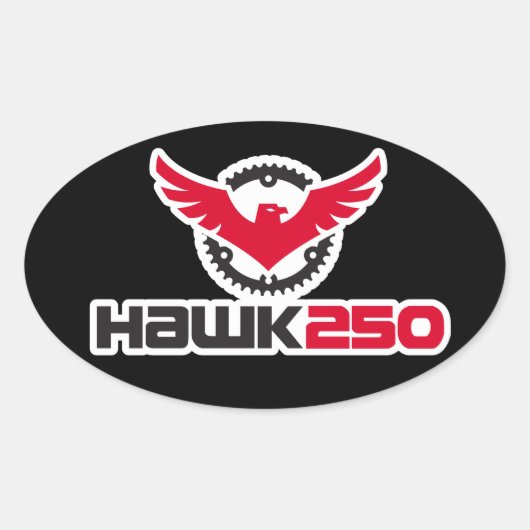 Hawk 250 Logo zwarte achtergrond ovale Sticker (Voorkant)