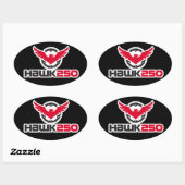 Hawk 250 Logo zwarte achtergrond ovale Sticker (Vel)