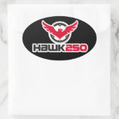 Hawk 250 Logo zwarte achtergrond ovale Sticker (Tas)
