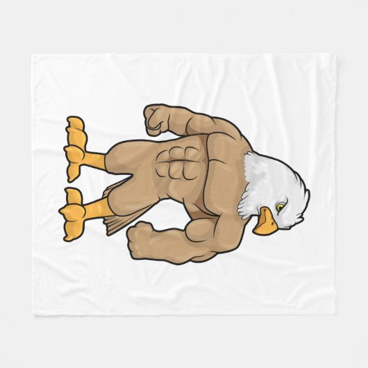Hawk als Bodybuilder met Six pack Fleece Deken (Voorkant (Horizontaal))