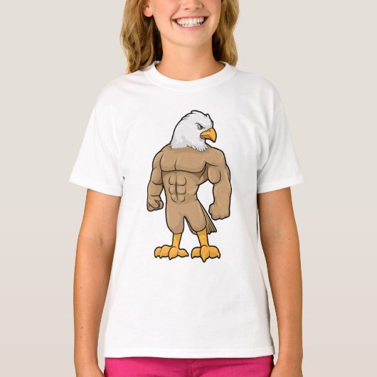 Hawk als Bodybuilder met Six pack T-shirt (Voorkant)