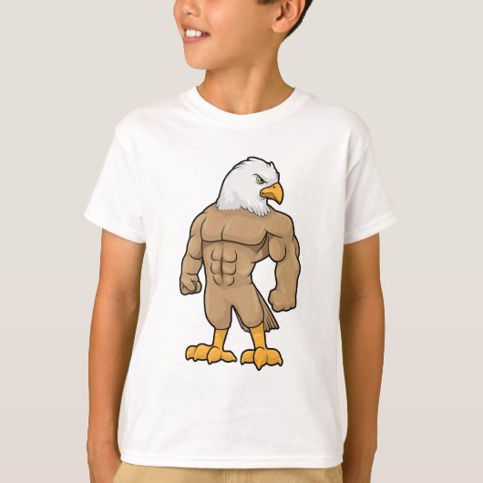 Hawk als Bodybuilder met Six pack T-shirt (Voorkant)