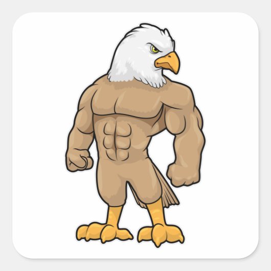 Hawk als Bodybuilder met Six pack Vierkante Sticker (Voorkant)