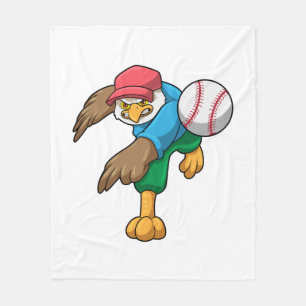 Hawk bij Baseball met honkbalknuppel Fleece Deken