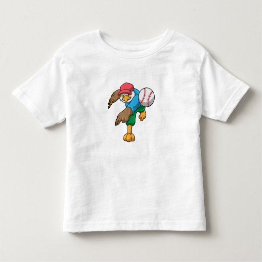 Hawk bij Baseball met honkbalknuppel Kinder Shirts (Voorkant)