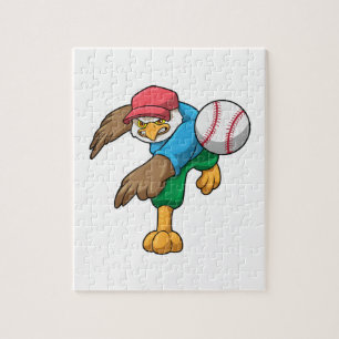 Hawk bij Baseball met honkbalknuppel Legpuzzel