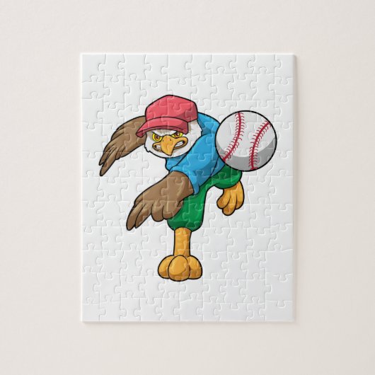 Hawk bij Baseball met honkbalknuppel Legpuzzel (Verticaal)