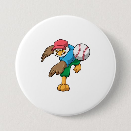 Hawk bij Baseball met honkbalknuppel Ronde Button 7,6 Cm (Voorkant)