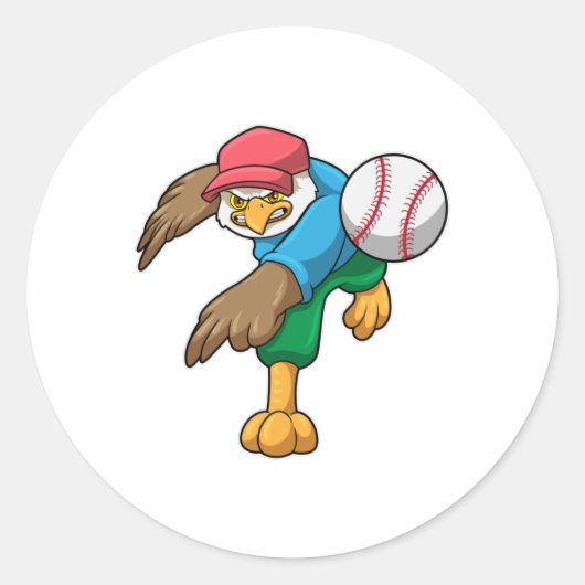 Hawk bij Baseball met honkbalknuppel Ronde Sticker (Voorkant)