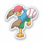 Hawk bij Baseball met honkbalknuppel Sticker (Voorkant)