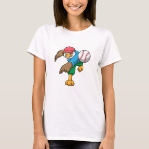 Hawk bij Baseball met honkbalknuppel T-shirt